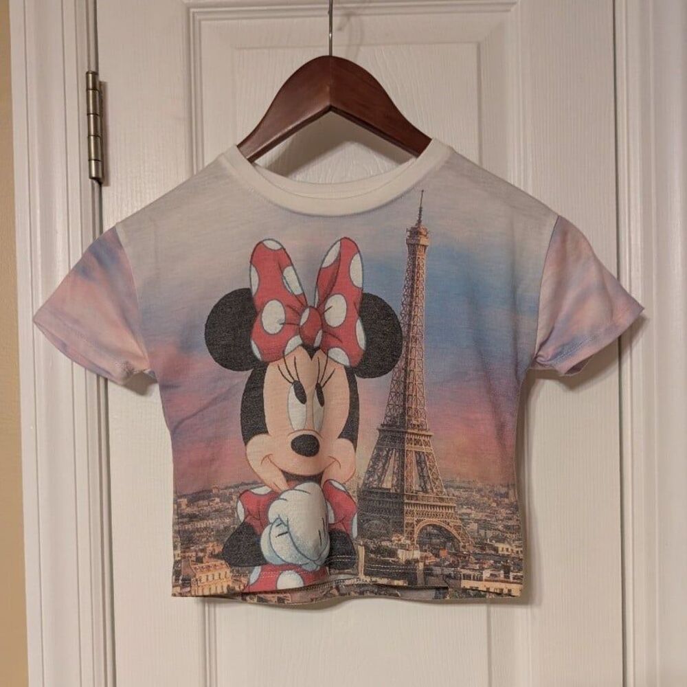 Minnie Mouse Eiffel Tower Paris Crop Top T-Shirt Toddler